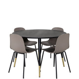 Jídelní stůl Dipp - 115 cm - Černá / Černá mosaz + Arktická jídelní židle - Černé nohy - Khaki Plast_4