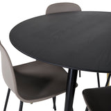 Jídelní stůl Dipp - 115 cm - Černá / Černá mosaz + Arktická jídelní židle - Černé nohy - Khaki Plast_4