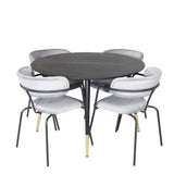 Jídelní stůl Dipp - 115 cm - Černá / Černá mosaz + křeslo Arrow - Černé nohy - Šedá Velvet_4