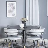 Jídelní stůl Dipp - 115 cm - Černá / Černá mosaz + křeslo Arrow - Černé nohy - Šedá Velvet_4