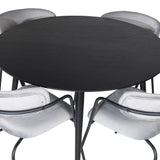 Jídelní stůl Dipp - 115 cm - Černá / Černá mosaz + křeslo Arrow - Černé nohy - Šedá Velvet_4