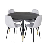 Jídelní stůl Dipp - 115 cm - Černá / Černá mosaz + Polar Diamond Jídelní židle - Černé nohy - Šedá látka_4