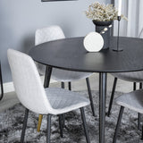 Jídelní stůl Dipp - 115 cm - Černá / Černá mosaz + Polar Diamond Jídelní židle - Černé nohy - Šedá látka_4