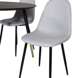 Jídelní stůl Dipp - 115 cm - Černá / Černá mosaz + Polar Jídelní židle - Černé nohy - Světle šedá látka_4