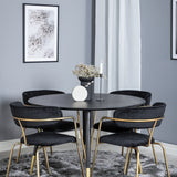 Jídelní stůl Dipp - 115 cm - Černá / Černá mosaz + křeslo Arrow - Mosazné nohy - Black Velvet_4