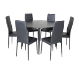 Jídelní stůl Dipp - 115 cm - Černá dýha / Celé černé nohy + Slim High Back Jídelní židle - Černé nohy - Černá PU_6