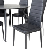 Jídelní stůl Dipp - 115 cm - Černá dýha / Celé černé nohy + Slim High Back Jídelní židle - Černé nohy - Černá PU_6