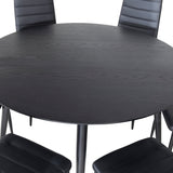 Jídelní stůl Dipp - 115 cm - Černá dýha / Celé černé nohy + Slim High Back Jídelní židle - Černé nohy - Černá PU_6