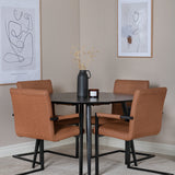 Jídelní stůl Dipp - 115 cm - Černá dýha / Celé černé nohy + Umělecké křeslo - Hnědá / Černá_4