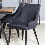 Jídelní stůl v Jakartě. 200*90*H75 - Tmavý týk / Černá+Plaza Jídelní židle - Černé nohy - Black Fabric_6