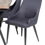 Jídelní stůl v Jakartě. 200*90*H75 - Tmavý týk / Černá+Plaza Jídelní židle - Černé nohy - Black Fabric_6