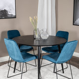 Jídelní stůl Dipp - 115 cm - Černá dýha / Celé černé nohy + Jídelní židle Muce - Černé nohy - Blue Velvet_4