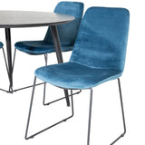 Jídelní stůl Dipp - 115 cm - Černá dýha / Celé černé nohy + Jídelní židle Muce - Černé nohy - Blue Velvet_4