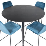 Jídelní stůl Dipp - 115 cm - Černá dýha / Celé černé nohy + Jídelní židle Muce - Černé nohy - Blue Velvet_4