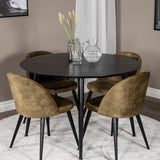Jídelní stůl Dipp - 115 cm - Černá dýha / Celé černé nohy +Velvet Jídelní Chiar - Černé nohy - Dusty Green Velvet_4