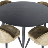Jídelní stůl Dipp - 115 cm - Černá dýha / Celé černé nohy +Velvet Jídelní Chiar - Černé nohy - Dusty Green Velvet_4