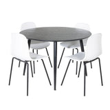 Jídelní stůl Dipp - 115 cm - Černá dýha / Celé černé nohy + Jídelní židle Arctic - Černé nohy - Bílý plast_4