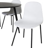 Jídelní stůl Dipp - 115 cm - Černá dýha / Celé černé nohy + Jídelní židle Arctic - Černé nohy - Bílý plast_4