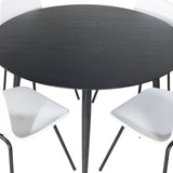 Jídelní stůl Dipp - 115 cm - Černá dýha / Celé černé nohy + Jídelní židle Arctic - Černé nohy - Bílý plast_4