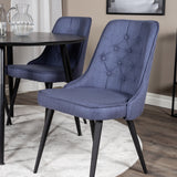 Jídelní stůl Dipp - 115 cm - Černá dýha / Celé černé nohy + Jídelní židle Velvet Deluxe - Černé nohy - Modrá látka_4