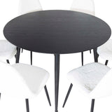 Jídelní stůl Dipp - 115 cm - Černá dýha / Celé černé nohy + Jídelní židle Polar Fluff - Černé nohy - White Teddy _6