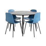 Jídelní stůl Dipp - 115 cm - Černá dýha / Celé černé nohy + Jídelní židle Arctic - Černé nohy - Modrý plast_4