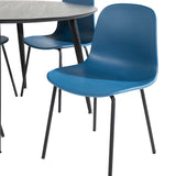 Jídelní stůl Dipp - 115 cm - Černá dýha / Celé černé nohy + Jídelní židle Arctic - Černé nohy - Modrý plast_4