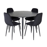 Jídelní stůl Dipp - 115 cm - Černá dýha / Celé černé nohy + Jídelní židle Polar Diamond - Černé nohy - Black Velvet_4