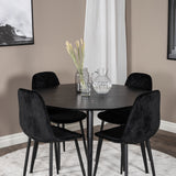 Jídelní stůl Dipp - 115 cm - Černá dýha / Celé černé nohy + Jídelní židle Polar Diamond - Černé nohy - Black Velvet_4