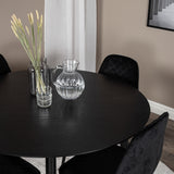 Jídelní stůl Dipp - 115 cm - Černá dýha / Celé černé nohy + Jídelní židle Polar Diamond - Černé nohy - Black Velvet_4