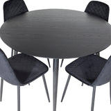 Jídelní stůl Dipp - 115 cm - Černá dýha / Celé černé nohy + Jídelní židle Polar Diamond - Černé nohy - Black Velvet_4