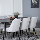 Jídelní stůl Dipp - 180*90cm - Černá / Černá mosaz+Plaza Jídelní židle - Černé nohy - Světle šedá Fabric_6