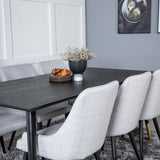 Jídelní stůl Dipp - 180*90cm - Černá / Černá mosaz+Plaza Jídelní židle - Černé nohy - Světle šedá Fabric_6