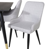 Jídelní stůl Dipp - 180*90cm - Černá / Černá mosaz+Plaza Jídelní židle - Černé nohy - Světle šedá Fabric_6