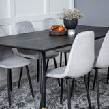 Jídelní stůl Dipp - 180*90cm - Černá / Černá mosaz + Polar Diamond Jídelní židle - Černé nohy - Šedá látka_6