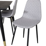 Jídelní stůl Dipp - 180*90cm - Černá / Černá mosaz + Polar Diamond Jídelní židle - Černé nohy - Šedá látka_6