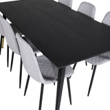 Jídelní stůl Dipp - 180*90cm - Černá / Černá mosaz + Polar Diamond Jídelní židle - Černé nohy - Šedá látka_6