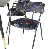 Jídelní stůl Dipp - 180*90cm - Černá / Černá mosaz+Šípové křeslo - Černé nohy - Černá květina s potiskem Fabric_6