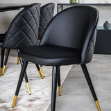 Dipp Jídelní stůl - 180*90cm - Černá dýha / celé černé nohy + Sametová jídelní židle š. Stiches - PU - Black / Black_6