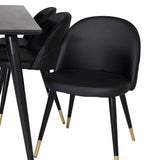 Dipp Jídelní stůl - 180*90cm - Černá dýha / celé černé nohy + Sametová jídelní židle š. Stiches - PU - Black / Black_6