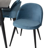 Jídelní stůl Dipp - 180*90cm - Černá dýha / celé černé nohy + Sametová jídelní židle - Modrá / Černá_6