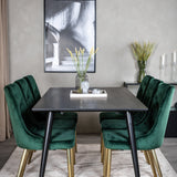 Jídelní stůl Dipp - 180*90cm - Černá dýha / celé černé nohy + Jídelní židle Velvet Deluxe - Zelená / Mosaz_6