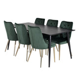 Jídelní stůl Dipp - 180*90cm - Černá dýha / celé černé nohy + Jídelní židle Velvet Deluxe - Zelená / Mosaz_6