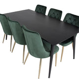 Jídelní stůl Dipp - 180*90cm - Černá dýha / celé černé nohy + Jídelní židle Velvet Deluxe - Zelená / Mosaz_6