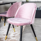 Jídelní stůl Dipp - 180*90cm - Černá dýha / celé černé nohy + Sametová jídelní židle Mosaz - Růžová / Černá_6