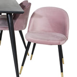 Jídelní stůl Dipp - 180*90cm - Černá dýha / celé černé nohy + Sametová jídelní židle Mosaz - Růžová / Černá_6