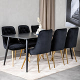 Jídelní stůl Dipp - 180*90cm - Černá dýha / celé černé nohy + Jídelní židle Velvet Deluxe - Černá / Brass_6