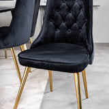Jídelní stůl Dipp - 180*90cm - Černá dýha / celé černé nohy + Jídelní židle Velvet Deluxe - Černá / Brass_6