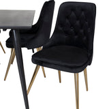 Jídelní stůl Dipp - 180*90cm - Černá dýha / celé černé nohy + Jídelní židle Velvet Deluxe - Černá / Brass_6