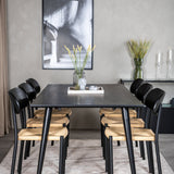 Jídelní stůl Dipp - 180*90cm - Černá dýha / celé černé nohy + Jídelní židle Polly - Černá / Přírodní _6